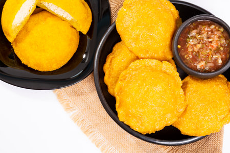 Tasty Fried Cakes Filled With Chicken - Traditional Colombian Cuisineの写真素材