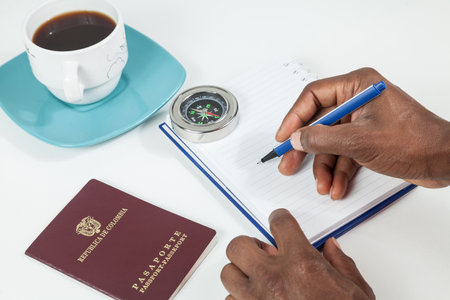 Travel Concept, Colombian Passport With Dollar Bills For Travel Abroad.の写真素材