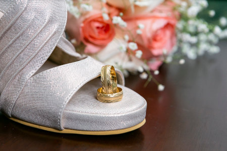 Gold Wedding Rings Symbol Of Love And Family.の写真素材