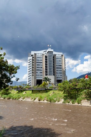 MedellÃ­n/Antioquia/Colombia; August 27, 2023: Intelligent Building Of The Public Companies Of Medellin.のeditorial素材