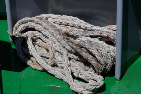 Rope on a tug boatの写真素材