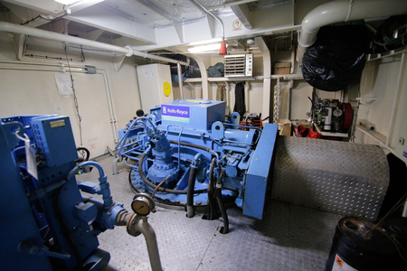 CONSTANTA, ROMANIA - MAY 19, 2018:  Details from a tug boat engine rooms