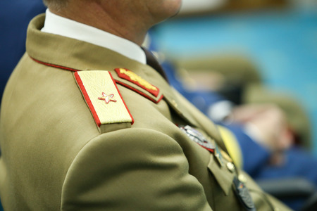 Romanian one star general uniform with decorationsのeditorial素材