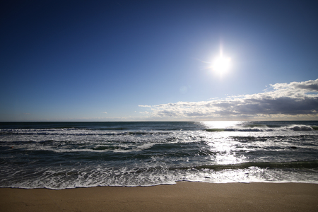 Black sea waters on the coastline of Bulgaria, in a sunny late autumn dayの写真素材