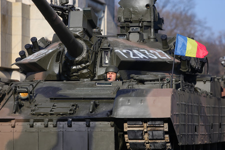 BUCHAREST, ROMANIA - December 1, 2018: TR 85 M1 â€œBizonulâ€ (The Bison) armored military...