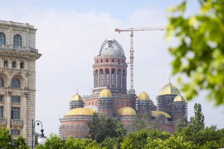 Bucharest, Romania - May 29, 2019: Construction site of âCatedrala Mantuirii Neamuluiâ (People's Salvation Cathedral), an christian orthodox cathedral in Bucharest, Romania, near the Palace of Parliamentのeditorial素材