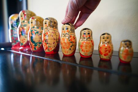 Matrioska traditional russian wooden dollsの写真素材