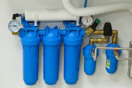 Under sink water filter system in a hospitalの写真素材