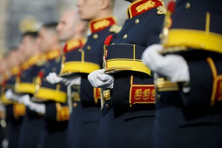 Bucharest, Romania - December 21, 2019: Michael the Brave 30th Guards Brigade soldiers during a military ceremony.のeditorial素材