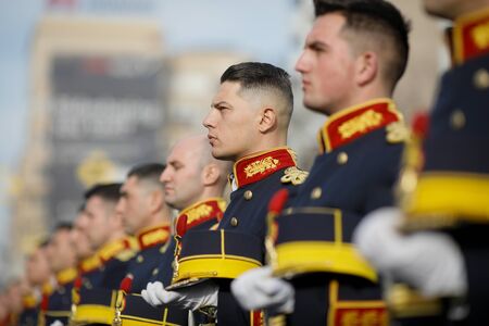 Bucharest, Romania - December 21, 2019: Michael the Brave 30th Guards Brigade soldiers during a military ceremony.のeditorial素材