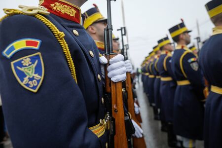 Bucharest, Romania - December 21, 2019: Michael the Brave 30th Guards Brigade soldiers during a...