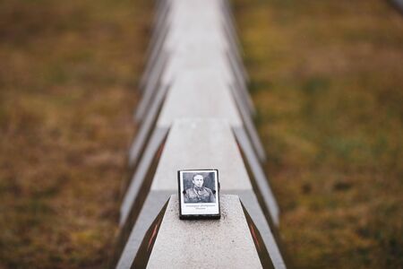 Bucharest, Romania - February 21, 2020: Graves in the Red Army Cemetery in Bucharest during a cold and rainy winter day.のeditorial素材
