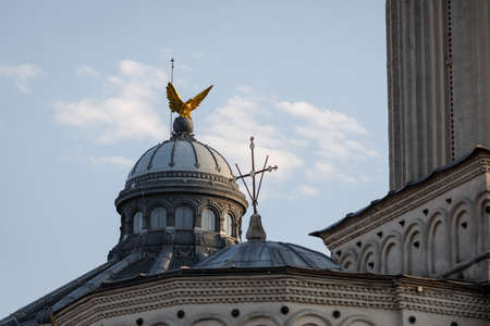 Bucharest, Romania - April 18, 2020: Romanian Patriarchal Palace at sunsetのeditorial素材