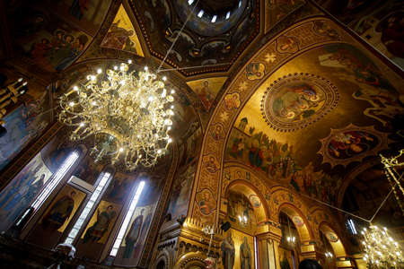 Bucharest, Romania - May 24, 2020: Interior of an Orthodox church.のeditorial素材