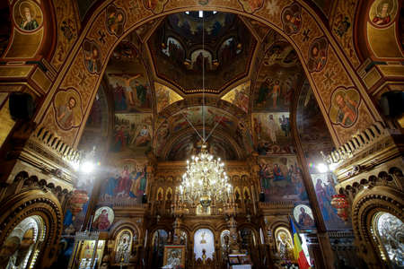 Bucharest, Romania - May 24, 2020: Interior of an Orthodox church.のeditorial素材