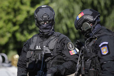 Bucharest, Romania - July 29, 2020: Officers from the Special Actions and Intervention Service...