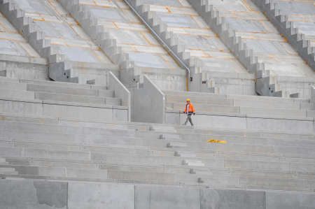 Bucharest, Romania - April 29, 2010: Workers on the construction site of the National Arena stadium in Bucharest.のeditorial素材