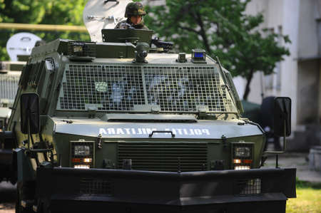 Bucharest, Romania - May 12, 2010: Members of the Romanian Military Police take part at an exercise drillのeditorial素材