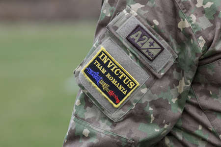 Bucharest, Romania - 3 December, 2021: Details with an Invictus Team Romania badge on the uniform of...