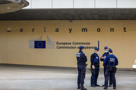 Brussels, Belgium - March 25, 2021: Overview of the European Commission building in Brussels.