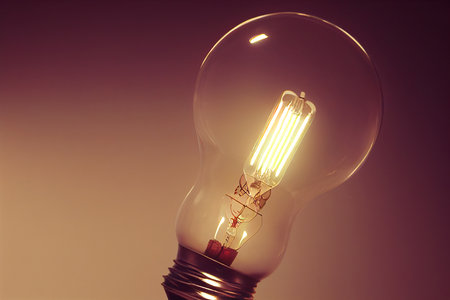 AI generated image. Close up with a light bulb. Energy concept.