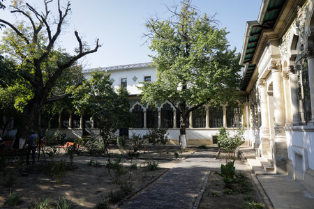 Bucharest, Romania - October 18, 2022: Details with the interior of Scoala Centrala National College (high school) in Bucharest. Romanian Revival architecture.のeditorial素材