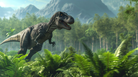 AI imagination of a Allosaurus dinosaur. AI generated.の素材