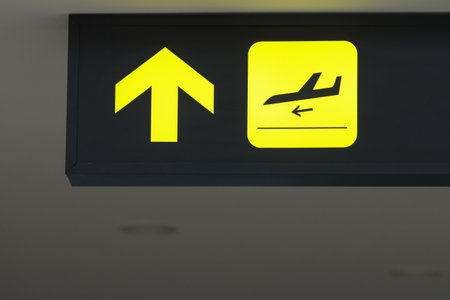 Details with the departure sign in an airport.