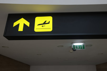 Details with the departure sign in an airport.の写真素材