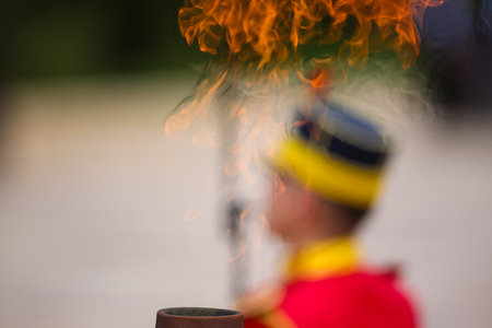 The eternal flame for the army heroes during a military ceremony at the Tomb of the Unknown Soldier...