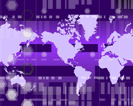 Worldmap in purple with geometryの写真素材