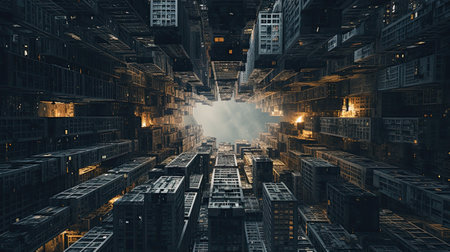Abstract 3d illustration of skyscrapers. Futuristic city.の素材