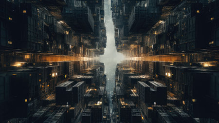 Abstract 3d rendering of high-rise buildings in the city.の素材