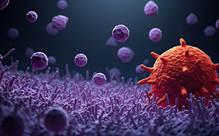 Viruses in infected organism or blood cell. 3D renderingの素材