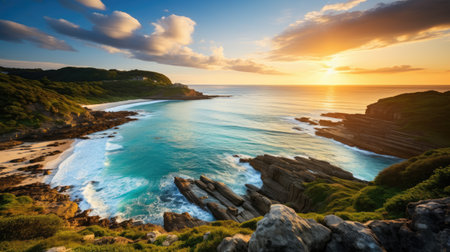 Sunset at the beach of Morro Jable in Cornwall England UK Europeの素材