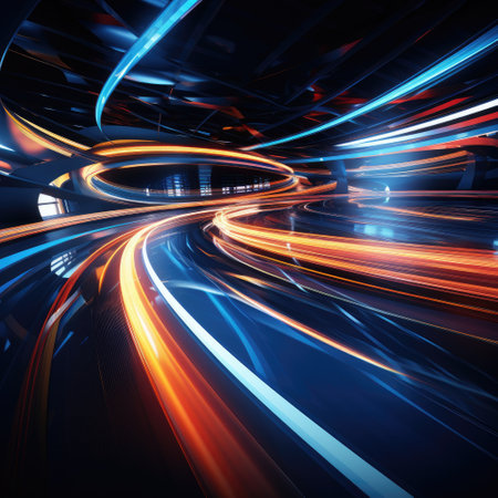 Futuristic technology background with speed motion blur.の素材