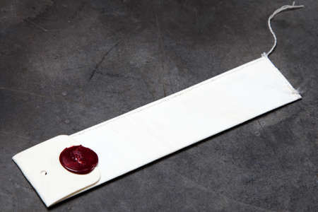 Blank Price Tag on a Grey Backgroundの写真素材