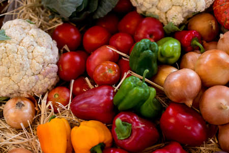 Composition with assorted raw organic vegetables. Detox diet