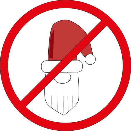 Stop Santa Claus. Ban for Christmas. Red forbidding character.のイラスト素材