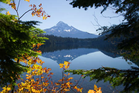 Lost Lake in the Oregon Cascades with Mt Hood in the Backgroundの写真素材