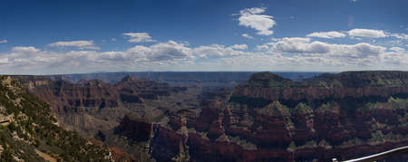 Bright Angel Point Overlook at the North Rim of the Grand Canyon, Arizonaの写真素材