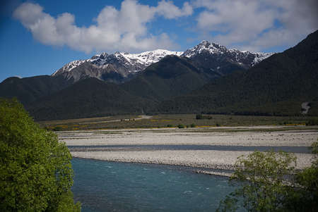 Scenes from the TranzAlpine train between Christchurch and Arthurâs Pass on the South Island of New Zealandの写真素材
