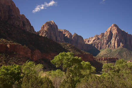 Along Highway 9 through Zion National Park, Utahの写真素材