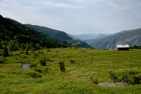 Odnesfossen Waterfall on the Naeroyfjord, Norway