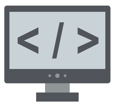 screen of personal comptuter with html tag on the screenのイラスト素材