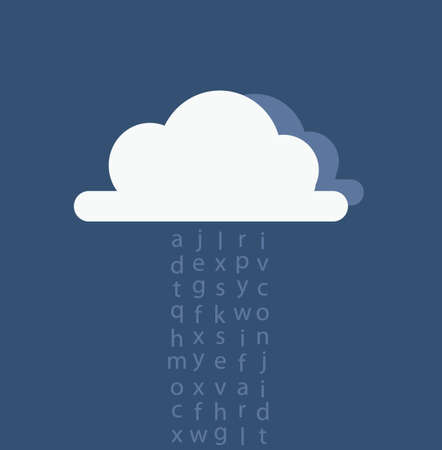 Online library as cloud computing service concept raining letters isolated on dark blueのイラスト素材