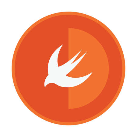 html5 styled round badge shows swallow on orange light background iconのイラスト素材