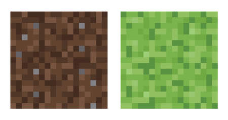 Texture for platformers pixel art vector - mud and bush pattern