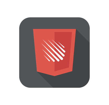 web development shield sign isolated meteor rain icon on grey badge with long shadowのイラスト素材