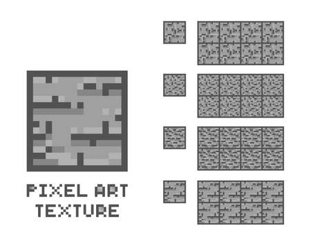 Vector pixel art stone texture. Stone wall pattern. Retro game element.のイラスト素材